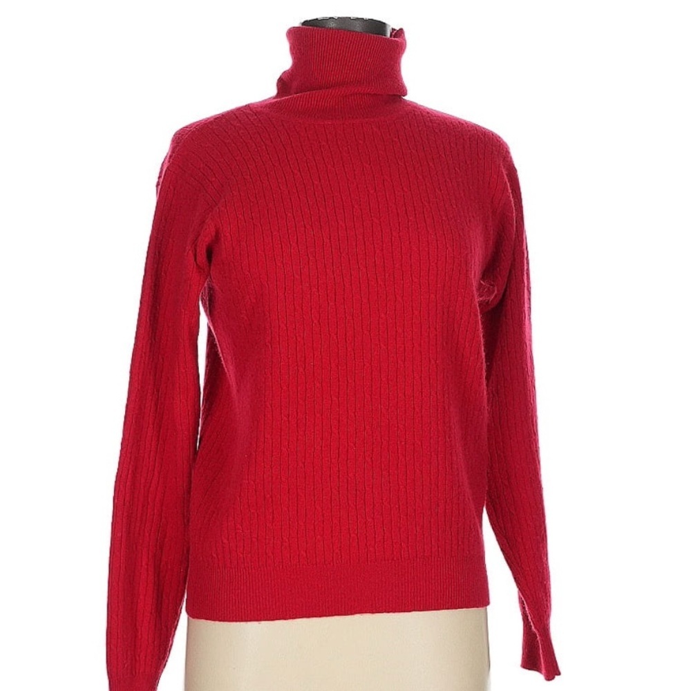 Lord & Taylor 100% Cashmere Red Turtleneck Sweater